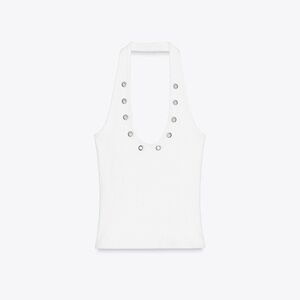 Zara NEW Halter T-Shirt With Eyelets